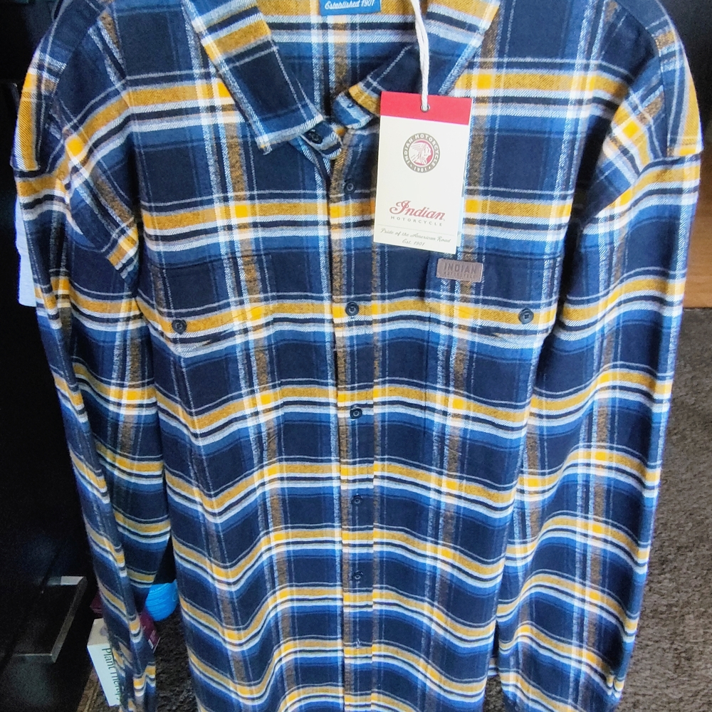 Blue and Yellow Plaid Men's Shirt